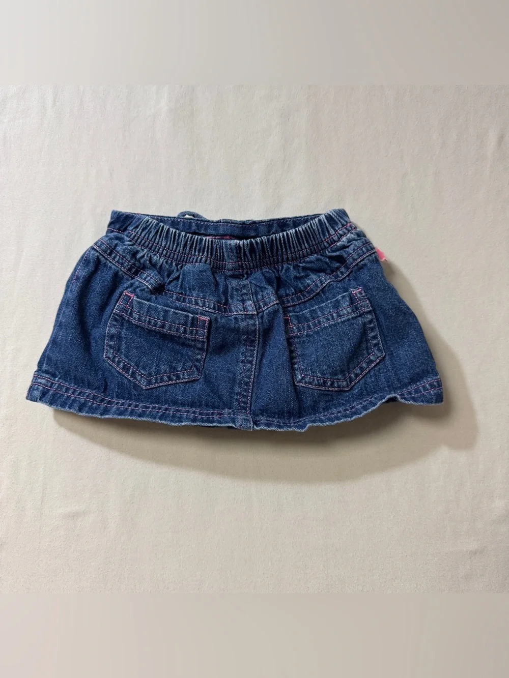 Denim Jean Skirt Baby Girl 6-9 Months Embroidered Flowers Beach Summer Bloomers